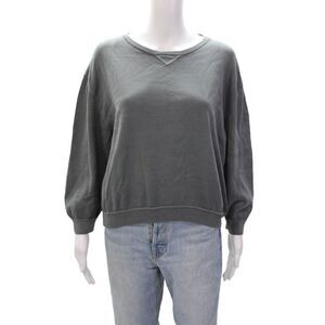 Rossopuro Womens Cotton Round Neck Tight Knit 3/4 Sleeve Sweater Gray Size M